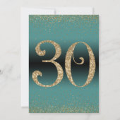 応援30年サプライズ誕生日パーティー、ティール（緑がかった色） 招待状 (裏面)