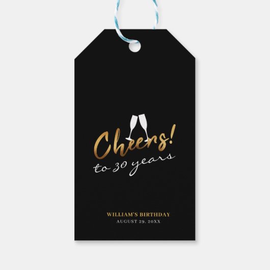 応援30年シック金ゴールドブラック大人誕生日 ギフトタグ (裏面)