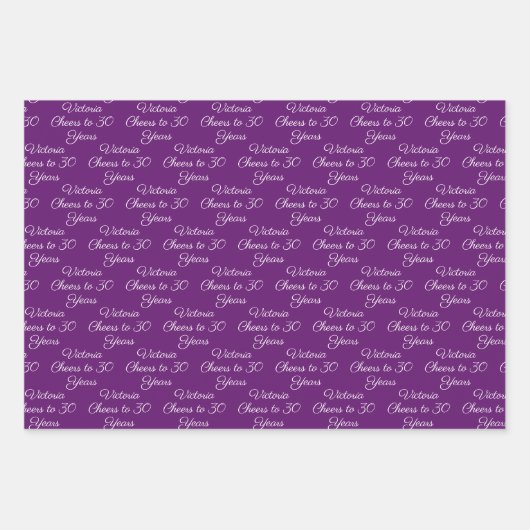 応援30年ピンクマゼンタ30歳の誕生日 ラッピングペーパーシート (正面3)