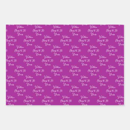 応援30年ピンクマゼンタ30歳の誕生日 ラッピングペーパーシート (正面)