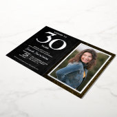 応援30年ブラックシルバー30歳の誕生日 箔招待状 (回転した状態)