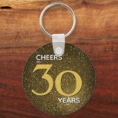 応援30年ブラック金ゴールド30歳の誕生日 キーホルダー (正面)