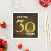 応援30年ブラック金ゴールド30歳の誕生日 スタンダードカクテルナプキン (インサイチュ)