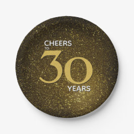 応援30年ブラック金ゴールド30歳の誕生日 ペーパープレート