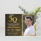 応援30年ブラック金ゴールド30歳の誕生日 招待状 (スタンド正面)