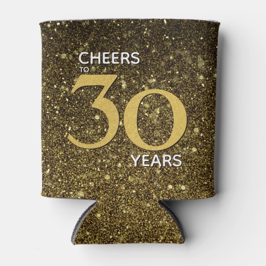 応援30年ブラック金ゴールド30歳の誕生日 缶クーラー (正面)