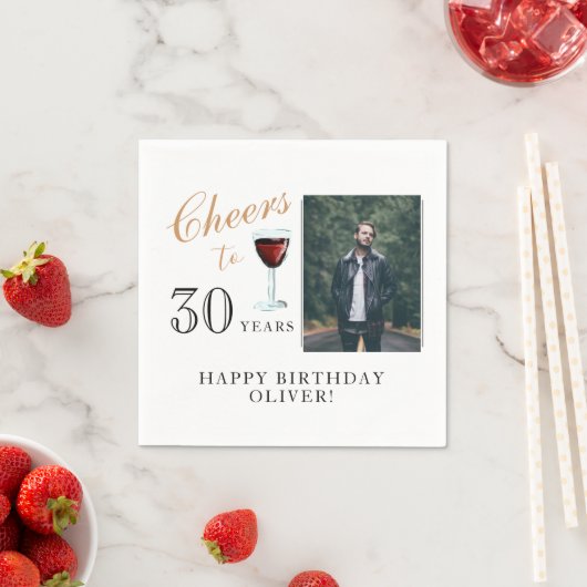 応援30年レッドワイン30歳の誕生日の写真 スタンダードカクテルナプキン (インサイチュ)