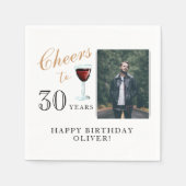 応援30年レッドワイン30歳の誕生日の写真 スタンダードカクテルナプキン (正面)
