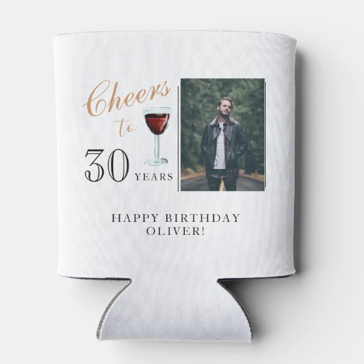 応援30年レッドワイン30歳の誕生日の写真 缶クーラー (裏面)