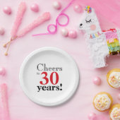 応援30年レトロさくらんぼレッドブラックカッコいい ペーパープレート (パーティー)