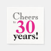 応援30年レトロフォントホットピンクおもしろい スタンダードカクテルナプキン (正面)