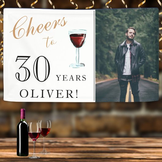 応援30年ワイン30歳の誕生日フォト 横断幕