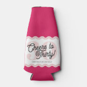 応援30歳モダンの波型ピンク誕生日 ボトルクーラー (正面)