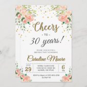 応援30歳レディース30歳の誕生日パーティー 招待状 (正面/裏面)