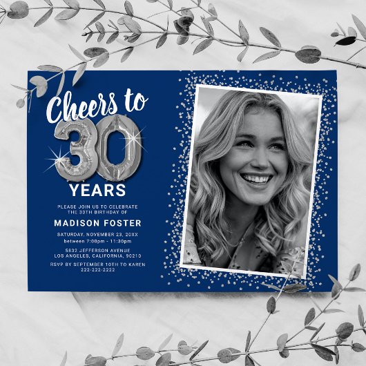 応援30歳30歳の誕生日フォト 招待状