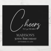 応援30th白黒誕生日 スパークリングワインラベル (シングルラベル)