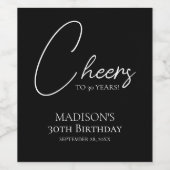 応援30th白黒誕生日 ワインラベル (シングルラベル)