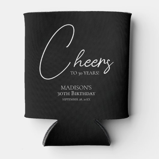 応援30th白黒誕生日 缶クーラー (正面)