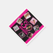 応援30th誕生日8写真名ピンクブラック スタンダードカクテルナプキン (角)