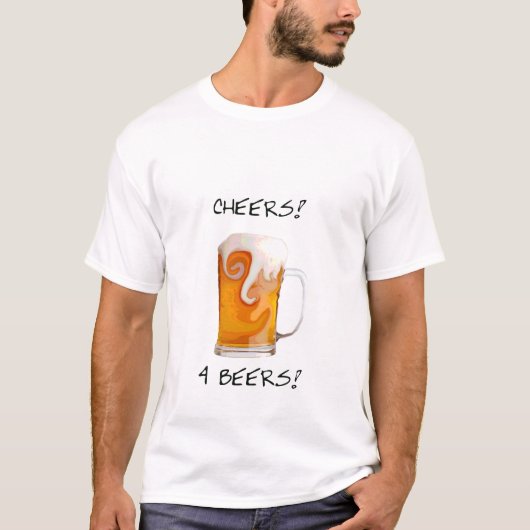 応援4つのビール- Tシャツ (正面)