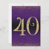 応援40年のサプライズ誕生日パーティー、紫 招待状 (裏面)