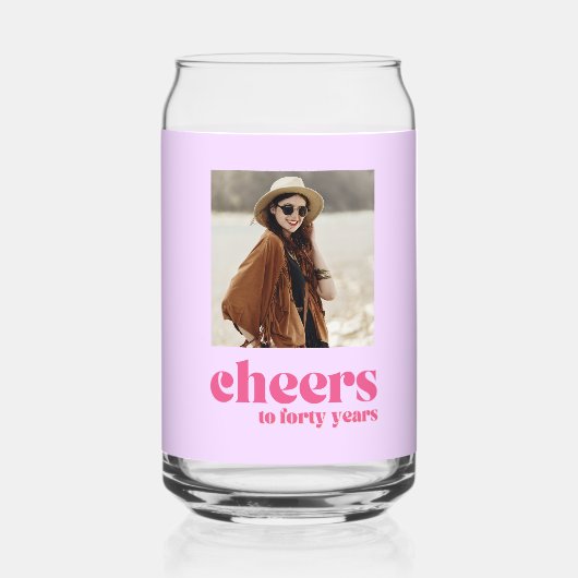 応援40年の写真ギフト40歳の誕生日レトロ ガラス缶 (正面)