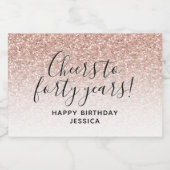 応援40年ピンクグリッター40歳C スパークリングワインラベル (シングルラベル)