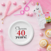 応援40年レトロさくらんぼレッドブラックグラフィック ペーパープレート (パーティー)