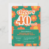 応援40年レトロ40歳の誕生日 招待状 (正面)