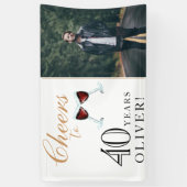 応援40年ワイン40歳の誕生日の写真 横断幕 (縦)