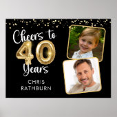 応援40年誕生日写真ウェルカムサイン ポスター (正面)