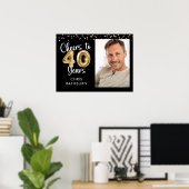 応援40年誕生日写真ウェルカムサイン ポスター (ホームオフィス)
