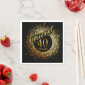 応援40年金ゴールド黒の輝ききらきら光る スタンダードカクテルナプキン (インサイチュ)