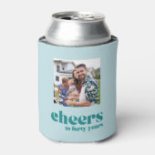 応援40年、ティール(緑がかった色)レトロカスタムクール写真 缶クーラー (缶正面)