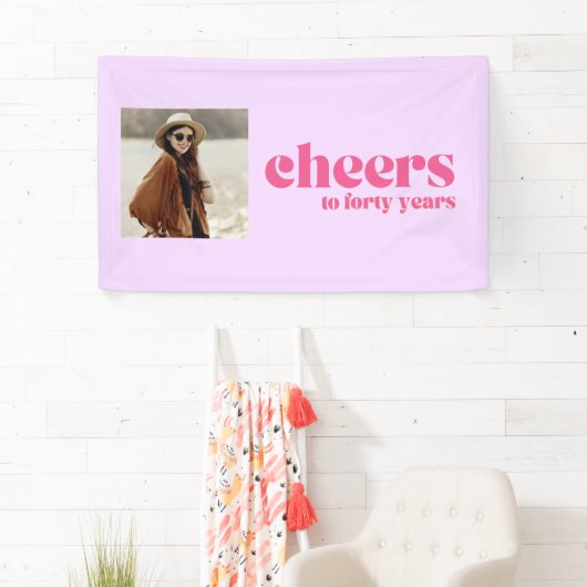 「応援40年」レトロパープル40歳の誕生日 横断幕 (インサイチュ)