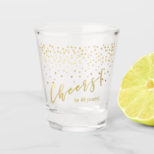 応援40年!魅惑的な金ゴールドきらめき ショットグラス (正面)