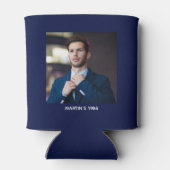 応援40歳のバースデーエレガントネイビおもしろいーブルー 缶クーラー (裏面)