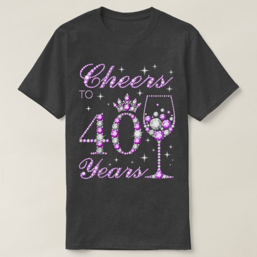 応援40歳の女性に紫色かわいい40番目のバレ Tシャツ (デザイン正面)