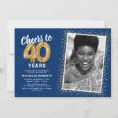 応援40歳の誕生日の写真 招待状 (正面)