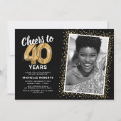応援40歳の誕生日の写真 招待状 (正面)