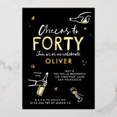 応援40歳の誕生日モダンお洒落招待状 箔招待状 (正面)