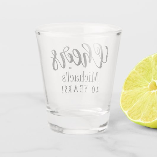 応援40歳パーソナライズされた誕生日 ショットグラス (裏面)