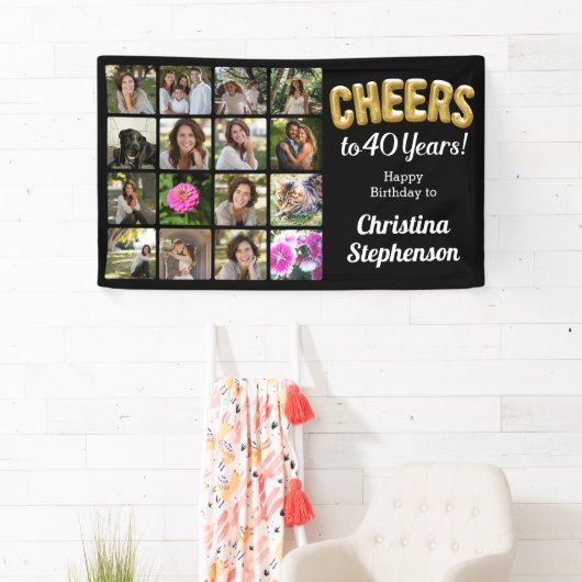 応援40歳フォトコラージュ40歳の誕生日 横断幕 (インサイチュ)