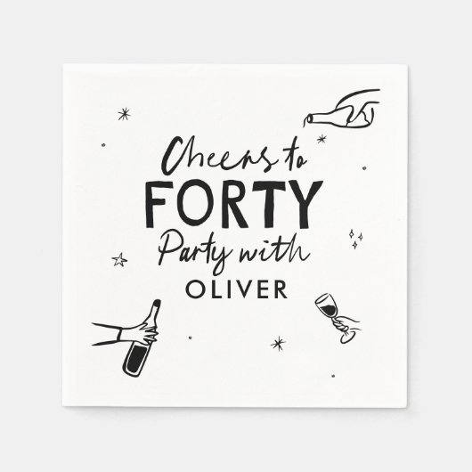 応援40歳モダンのお洒落誕生日 スタンダードカクテルナプキン (正面)