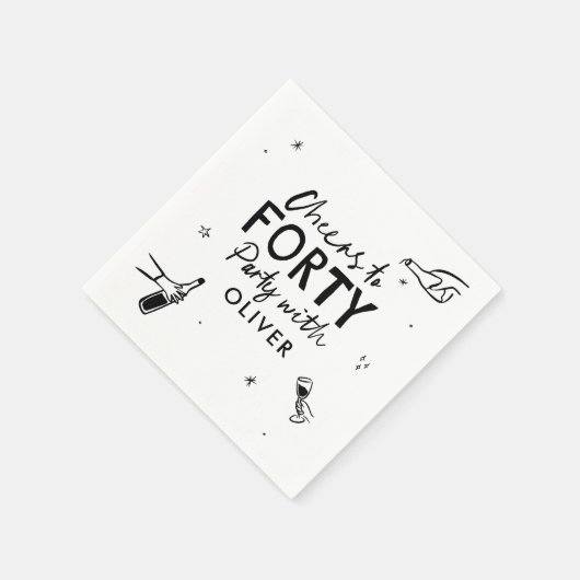 応援40歳モダンのお洒落誕生日 スタンダードカクテルナプキン (角)
