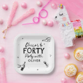 応援40歳モダンのお洒落誕生日 ペーパープレート (パーティー)