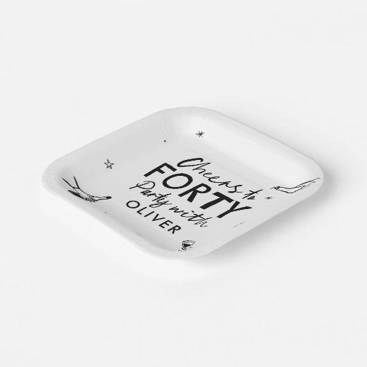 応援40歳モダンのお洒落誕生日 ペーパープレート (傾斜あり)