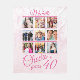 応援40歳写真テンプレート40歳 フリースブランケット