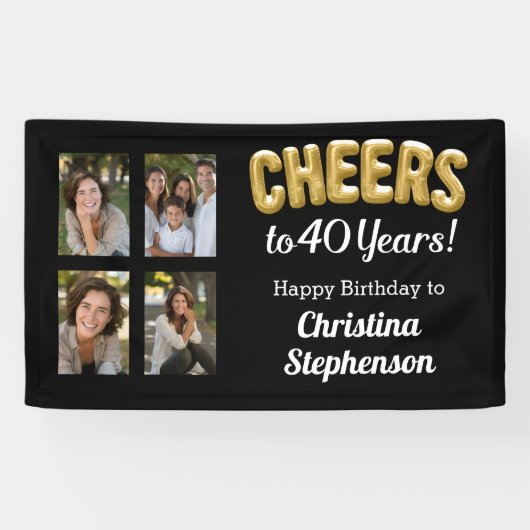 応援40歳4写真コラージュ40歳の誕生日 横断幕 (横)
