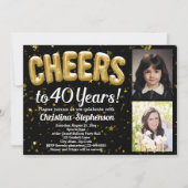 応援40歳40歳の誕生日と今の写真 招待状 (正面)